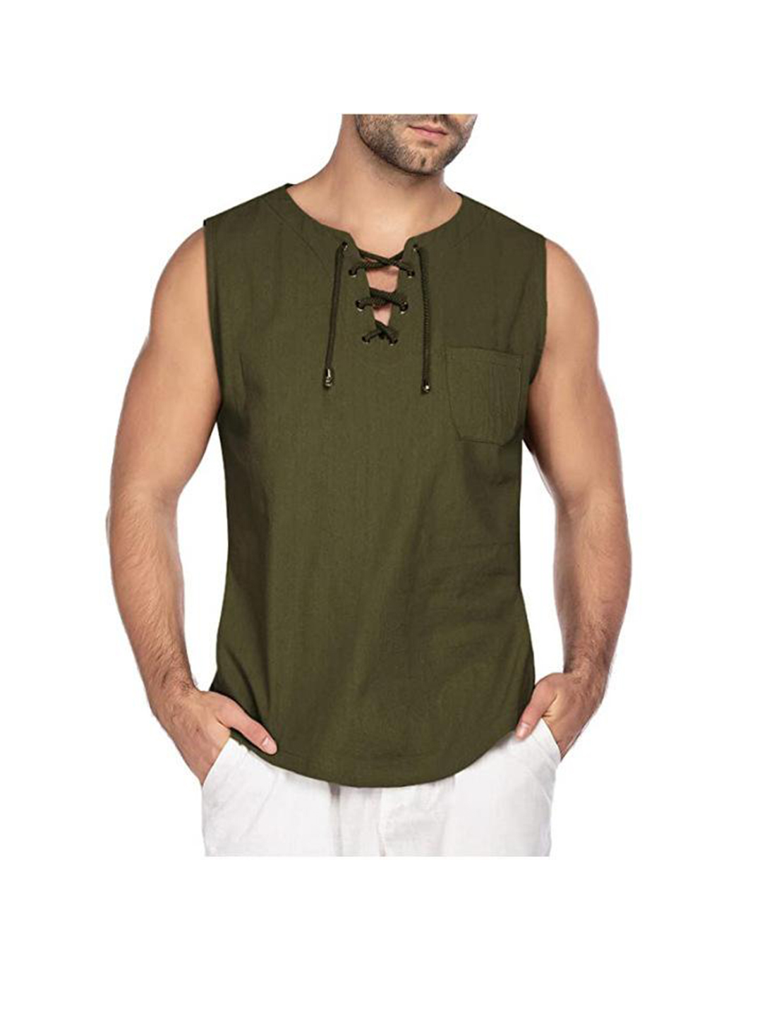 Men's Larkin Lace-up Sleeveless Shirt-poisonstreetwear.com