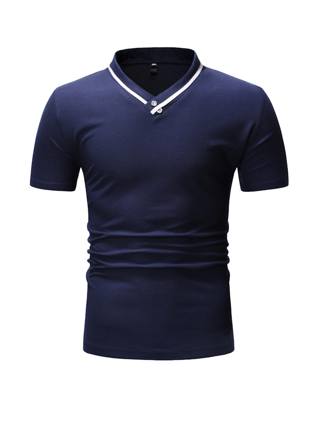 Kenney Solid Color V Neck Casual T-shirt-poisonstreetwear.com
