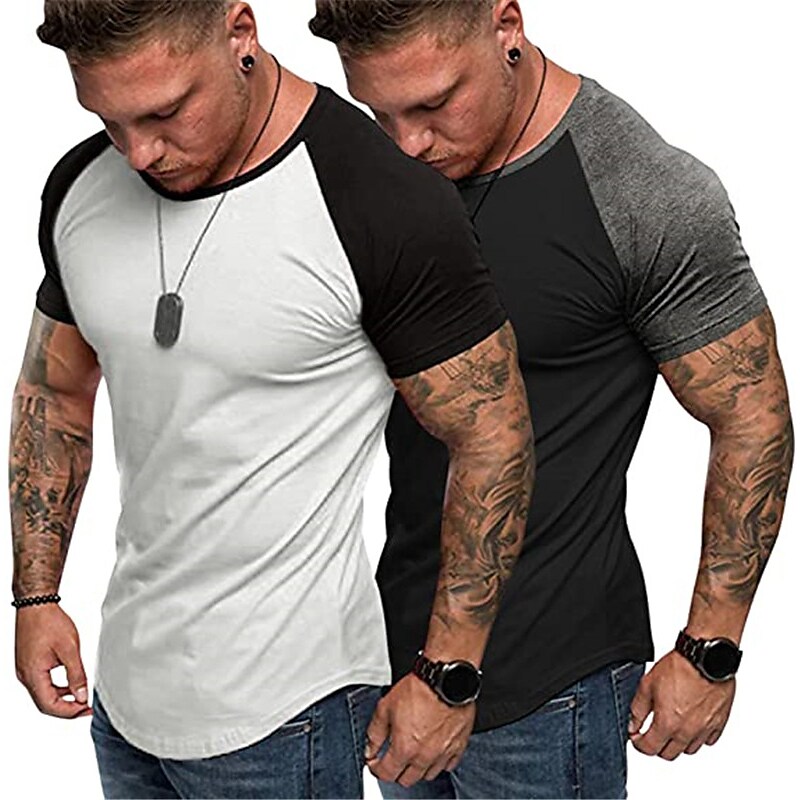 Men's 2 pcs Color Block Raglan Sleeves T-shirt-poisonstreetwear.com