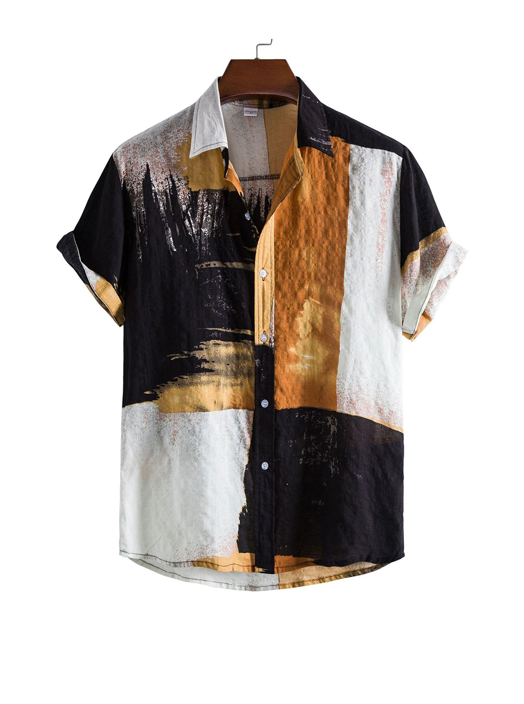 Men's Dotson Color Block Print Short Sleeve Casual Shirt-poisonstreetwear.com