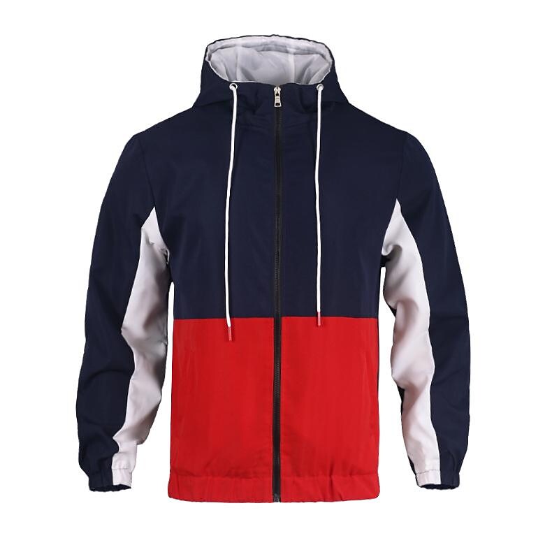 Men's Color Block Drawstring Hooded Track Jacket-poisonstreetwear.com