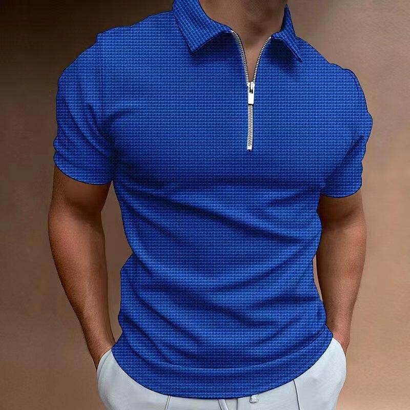 Men's Jorge Waffle Fabric Short Sleeve Polo T-shirt-poisonstreetwear.com