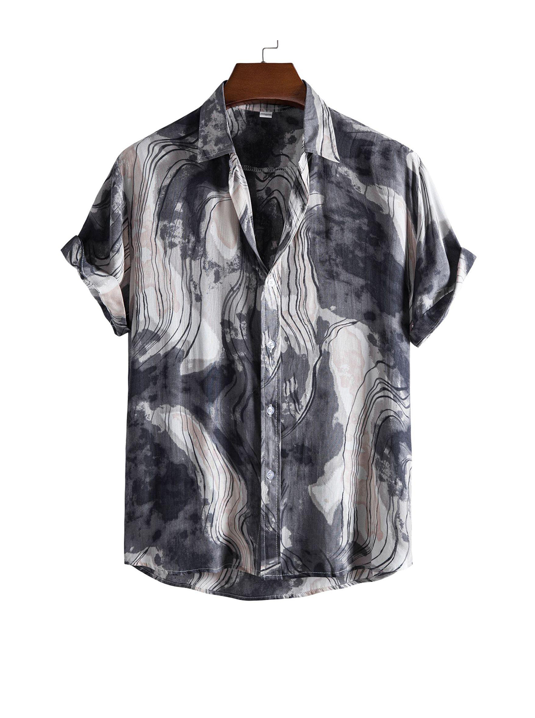 Men's Martinez Wave Print Short Sleeve Casual Shirt-poisonstreetwear.com