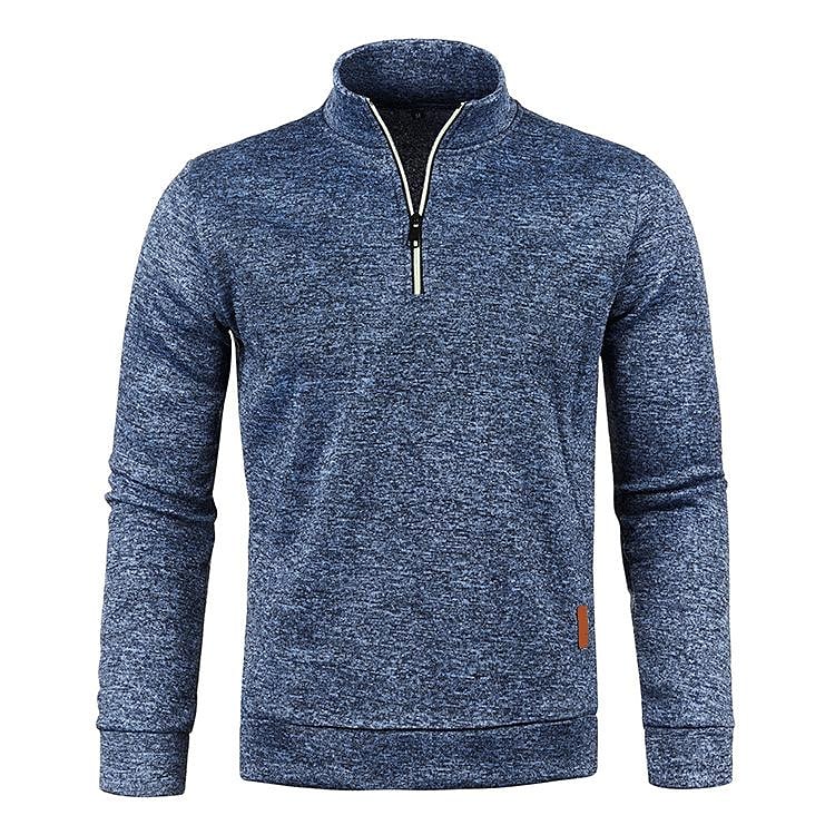 Men's Stand Collar Half Zip Long Sleeve Thin Fleece Sweater