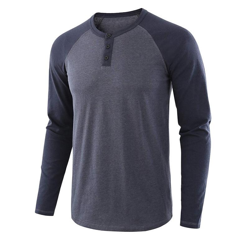 Men's Color Block Raglan Sleeves Henry T-shirt-poisonstreetwear.com