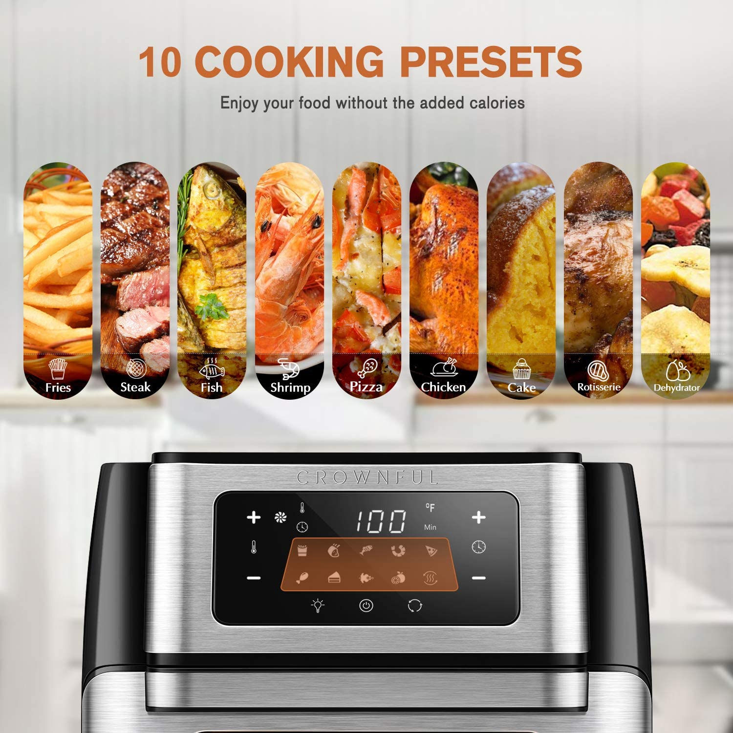 Freidora de aire CROWNFUL de 10,6 cuartos de galón, horno de freidora - zli1