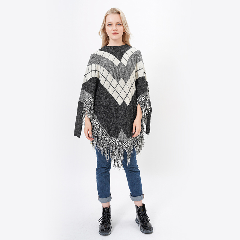 ALLBEST Design Women Tassels Knitting Fall Poncho Wraps