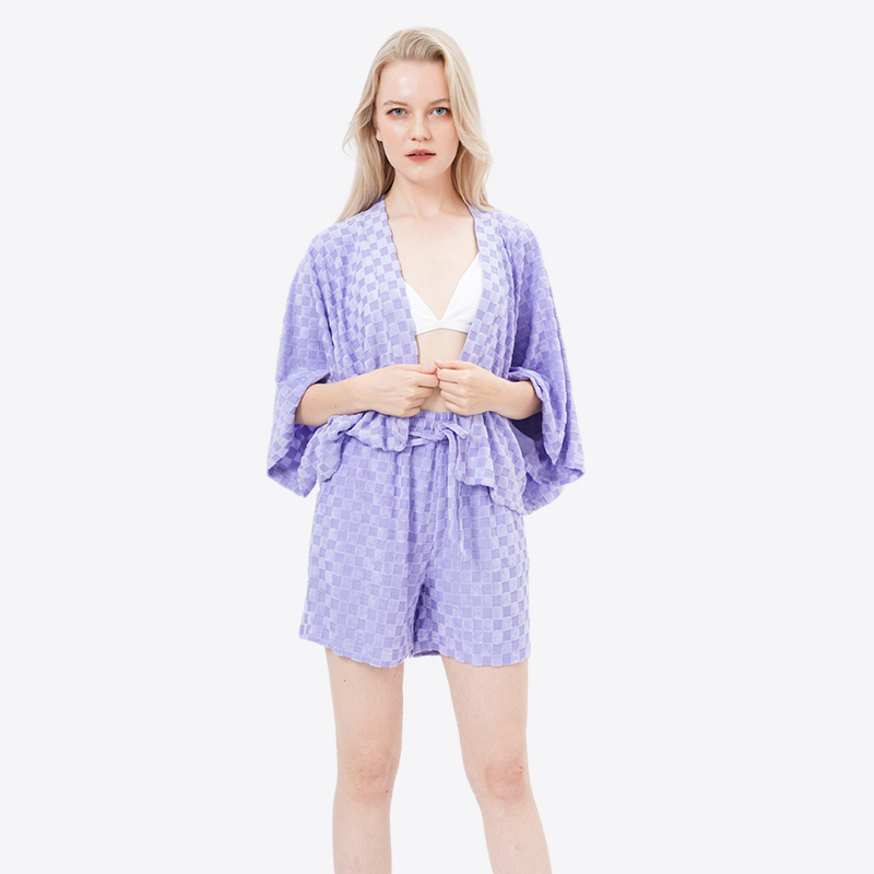 ALLBEST Design Loose Two Pieces Waffle Pajama Sets for Women