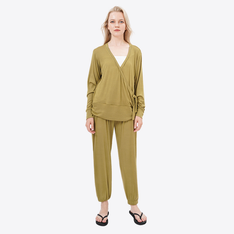 ALLBEST Design Long Sleeves Women Pajamas Set with Pocket