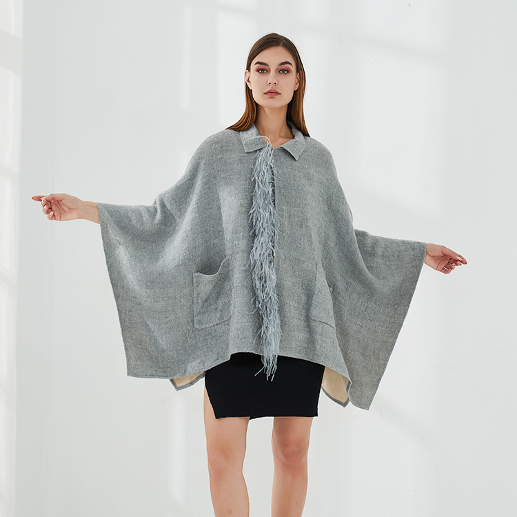 Allbest Design Collar Lapel Warm Acrylic Shawl Wraps Winer Cardigan Coat for Women