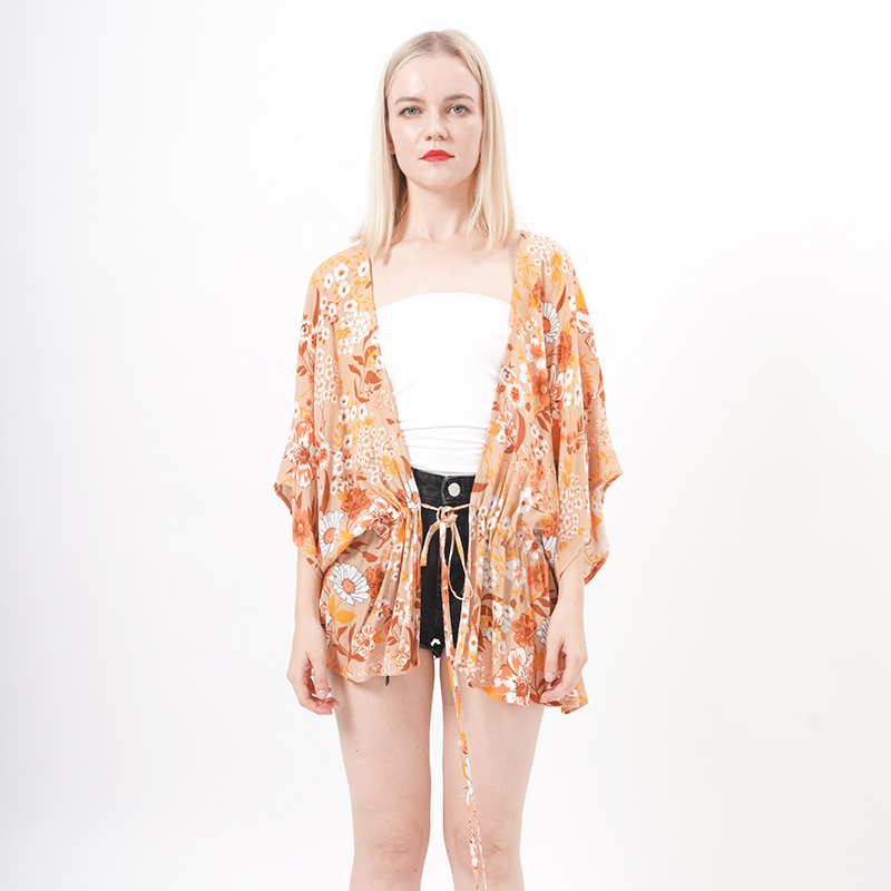 ALLBEST Design Ruffle Sleeve Boho Cover Up Kimono Cardigans