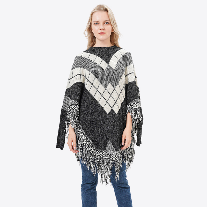 ALLBEST Design Women Tassels Knit Poncho Wraps