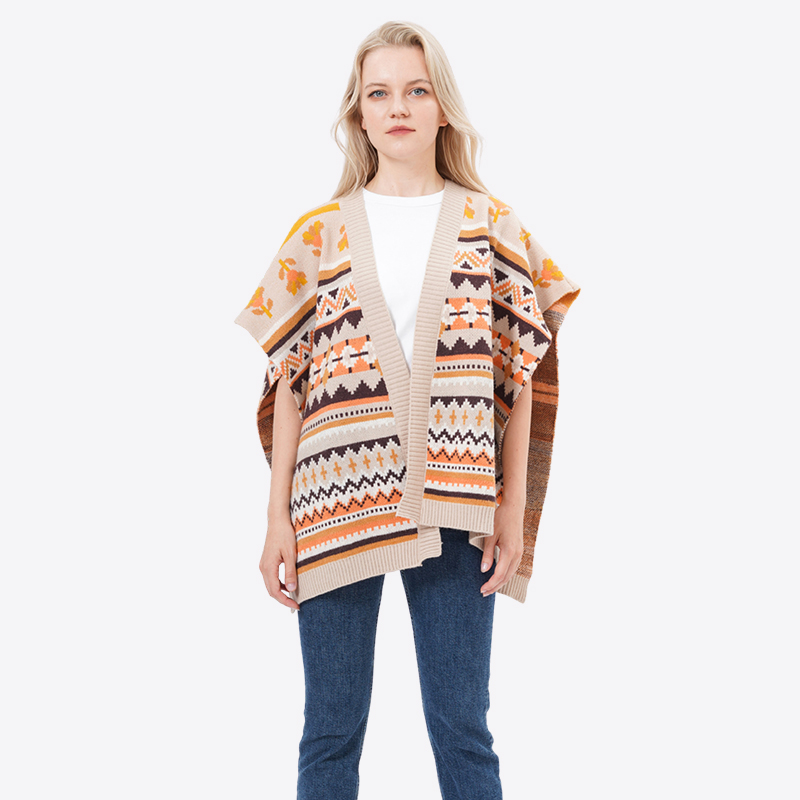 ALLBEST Design Jacquard Knitted Acrylic Cropped Cardigan