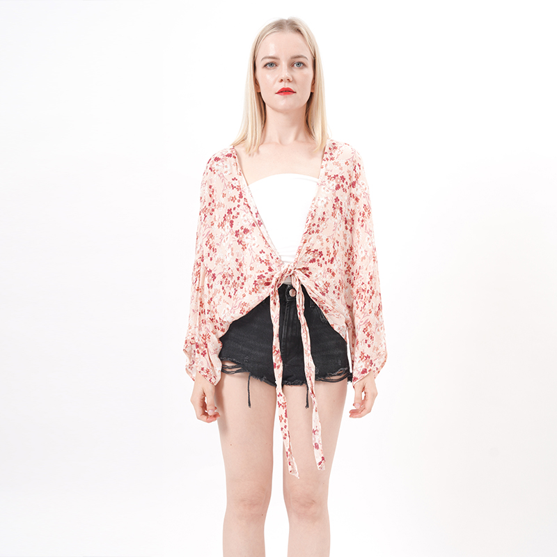 ALLBEST Design Long Sleeves Summer Floral Blouse Top