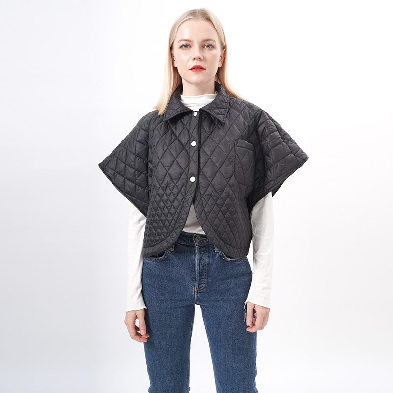 ALLBEST Design Capped Sleeves Quilted Cropped Padded Vest