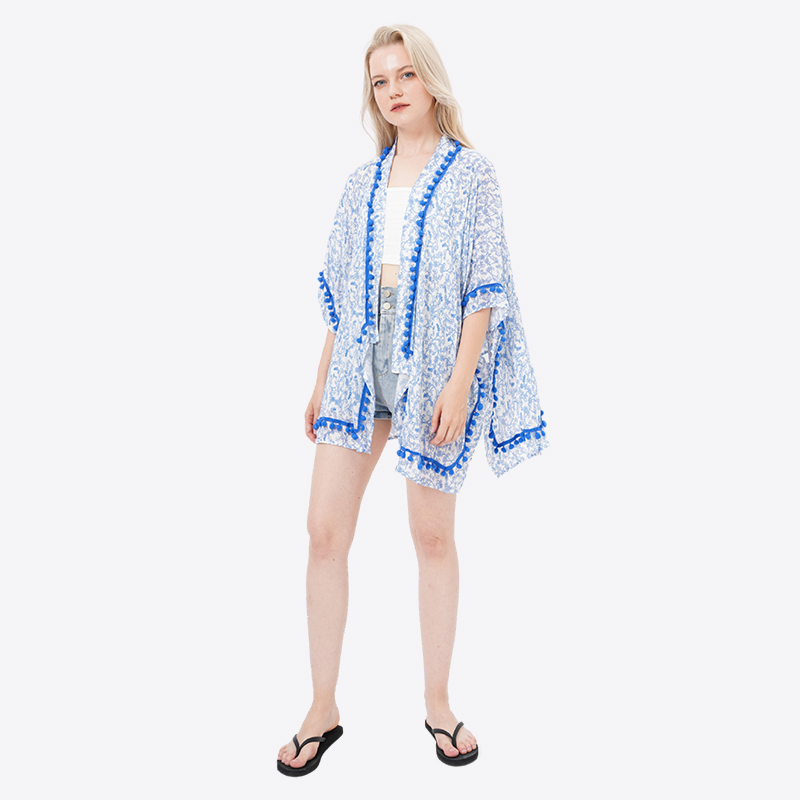 ALLBEST Design Printed Beach Cover Ups Viscose Kimonos for Ladies