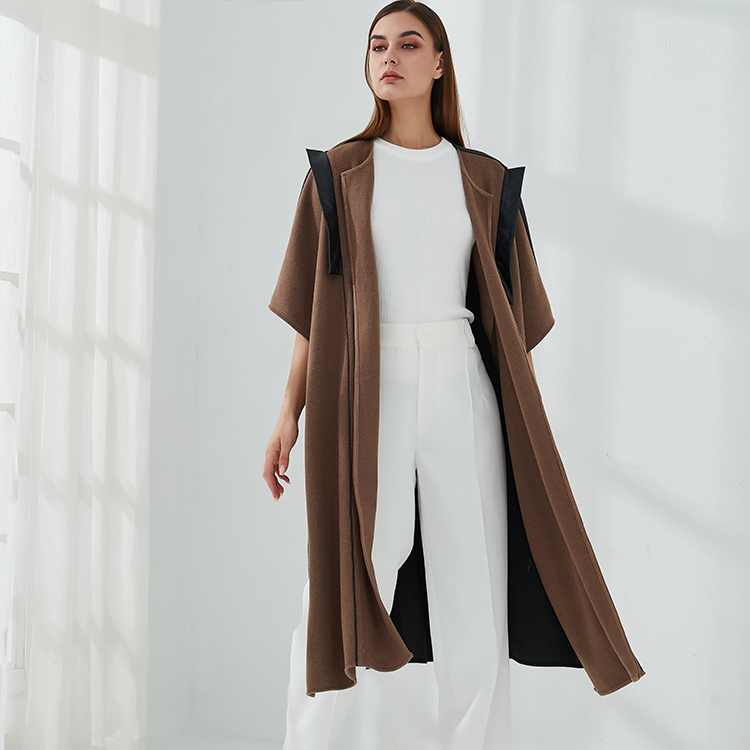 Allbest Design Split Long Fleece Cardigan Overcoat for Women