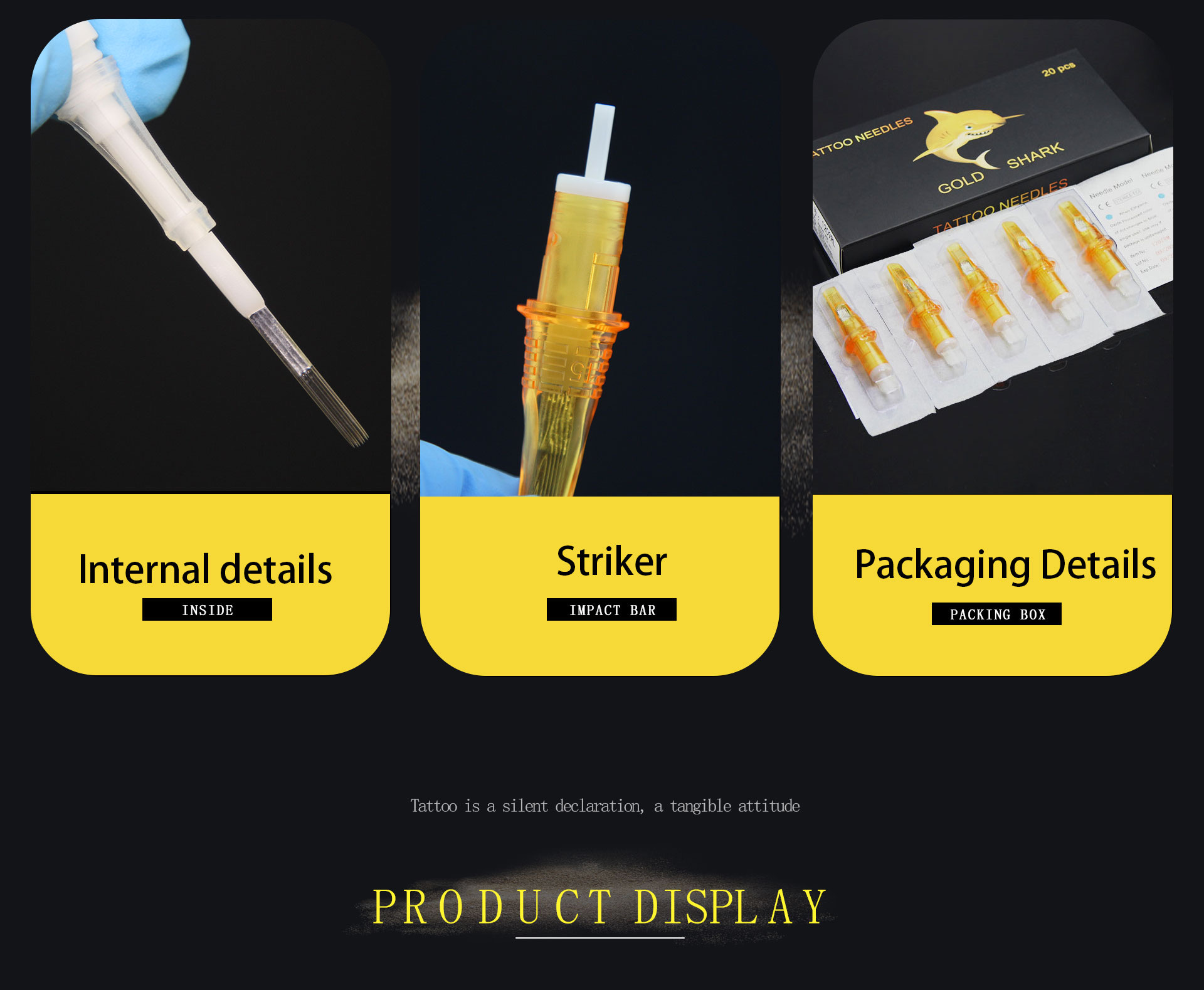 Golden shark tattoo all-in-one needle 20 pieces/box-中国玄虎纹身器材