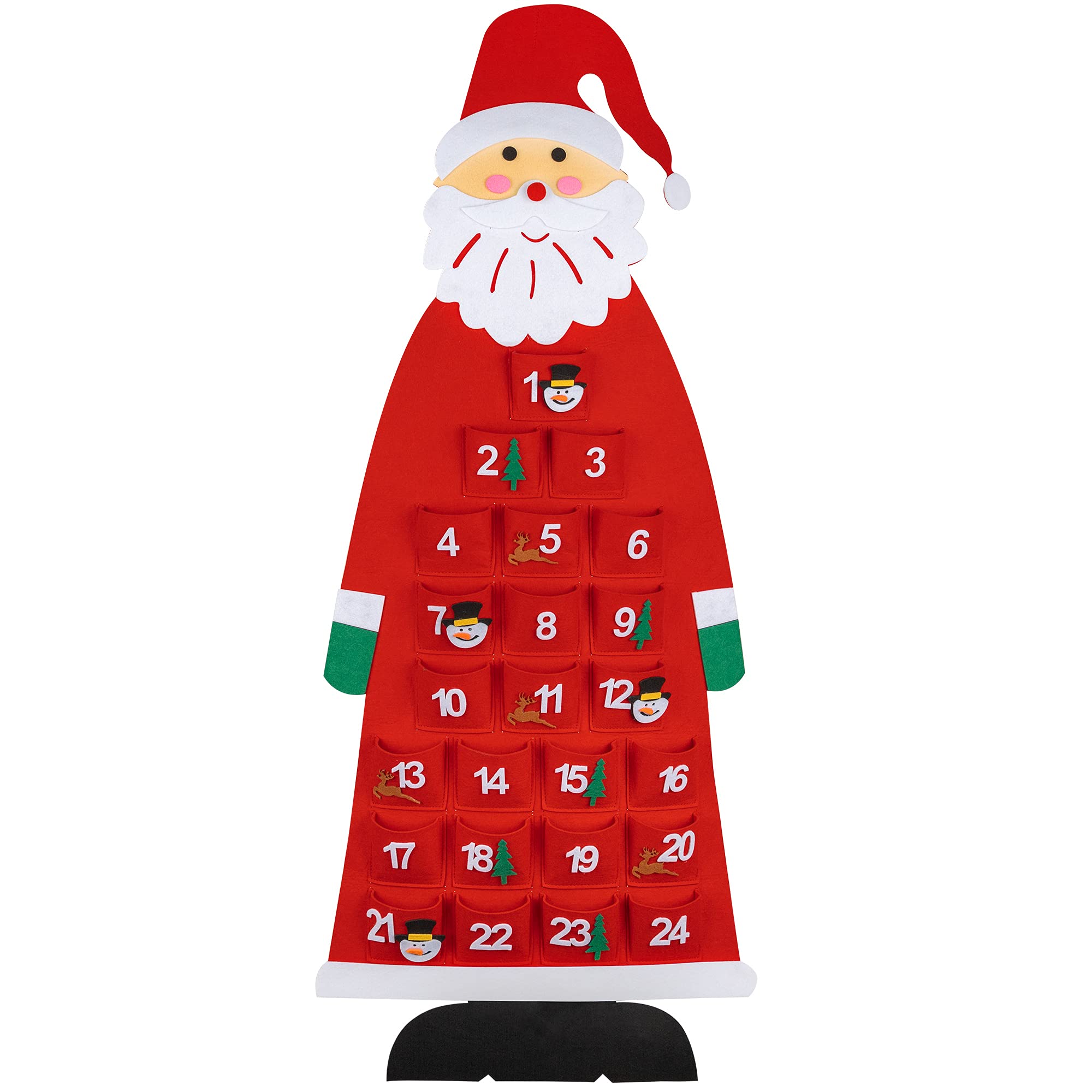Large Christmas Advent Calendar with Pockets Santa Snowman Reindeer Decor Felt
