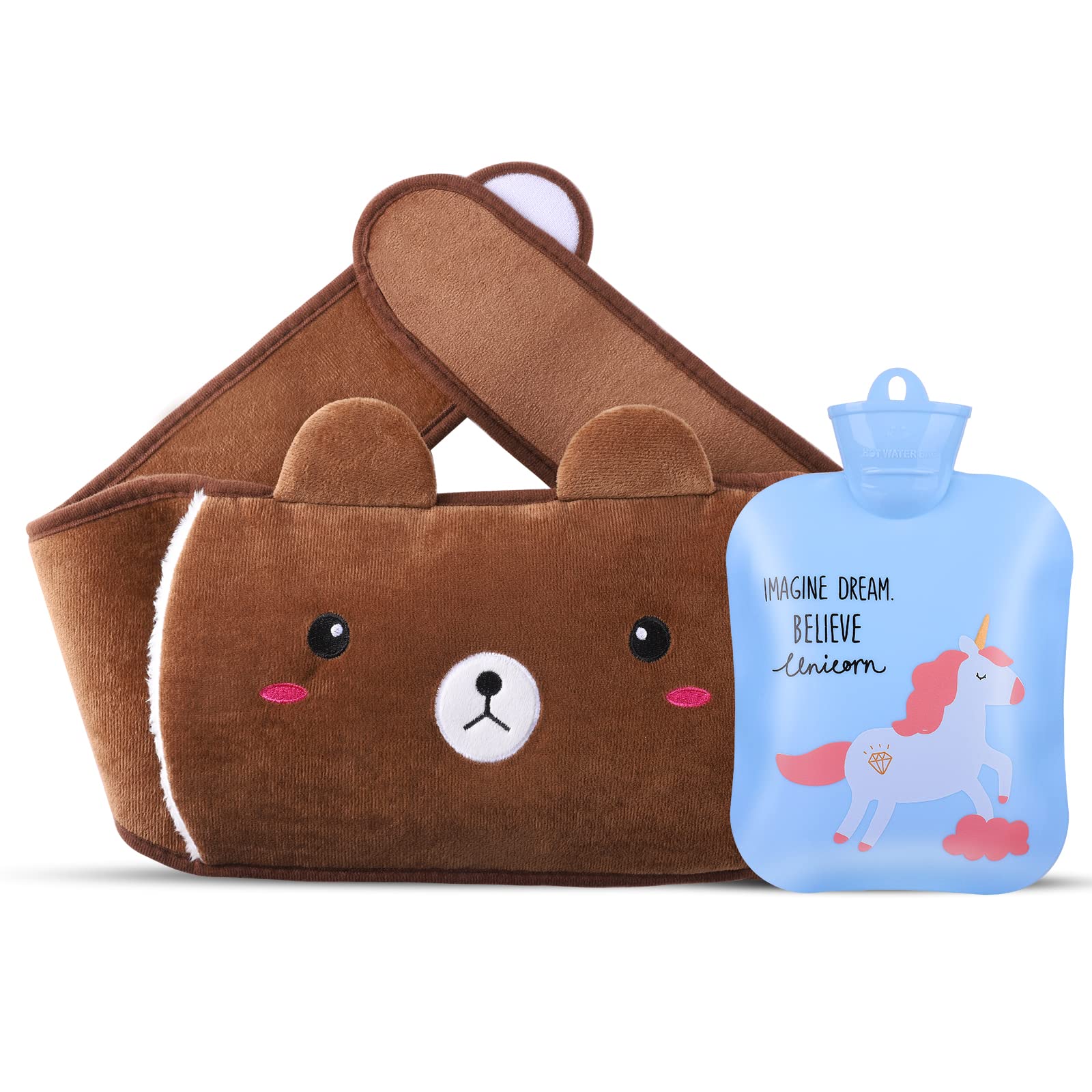 Hot Water Bottle, Warm Water Bag Rubber Hot Water Pouch with Soft Plush Hand Waist Warmer Cover