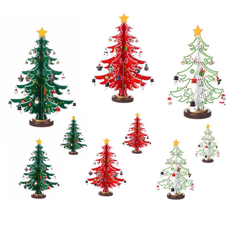 Fun Tabletop Wooden Christmas Tree Decorative Christmas Playset