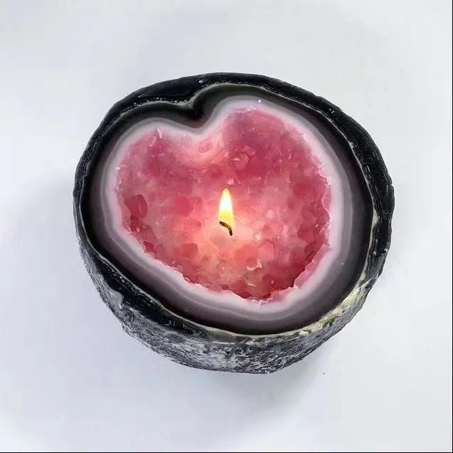 Rose Quartz Crystal Geode Candle