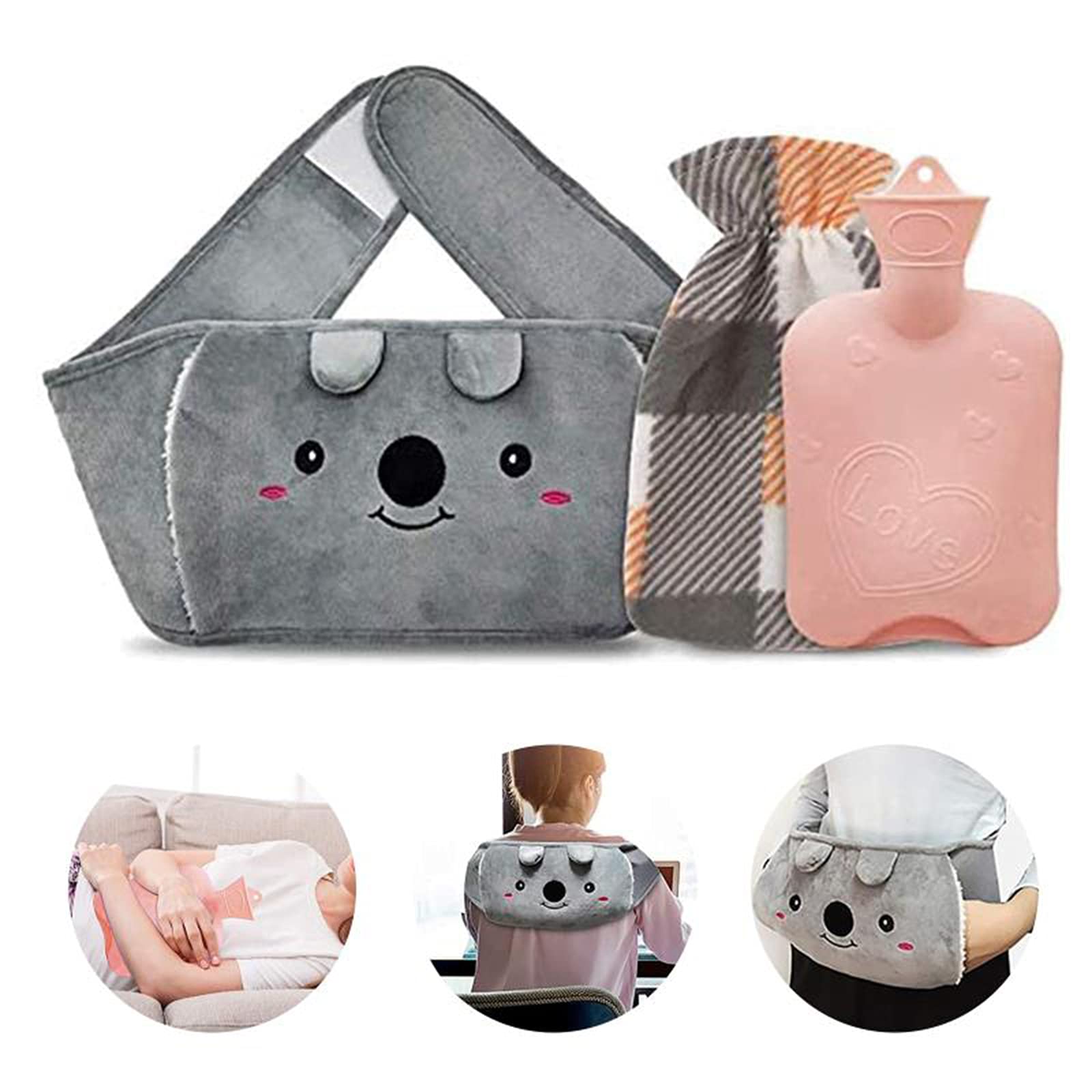 Hot Water Bag,Hot Water Bottle Rubber Warm Water Bag Pouch with Soft Waist Cover