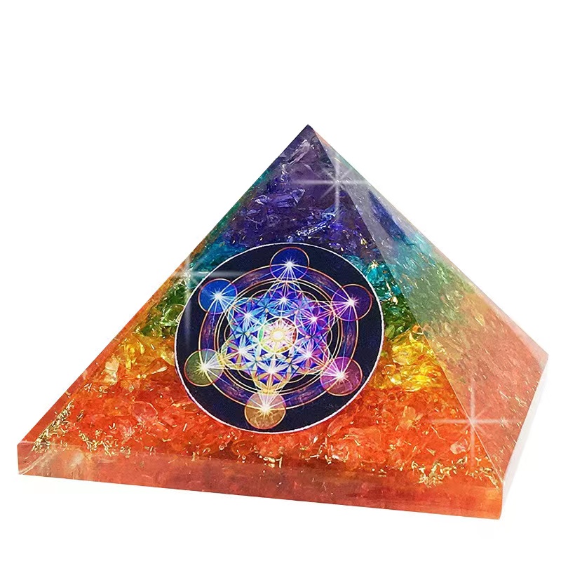 7 Chakra Orgone Pyramid Crystal - Natural Quartz Positive Energy Generator - Healing Stone