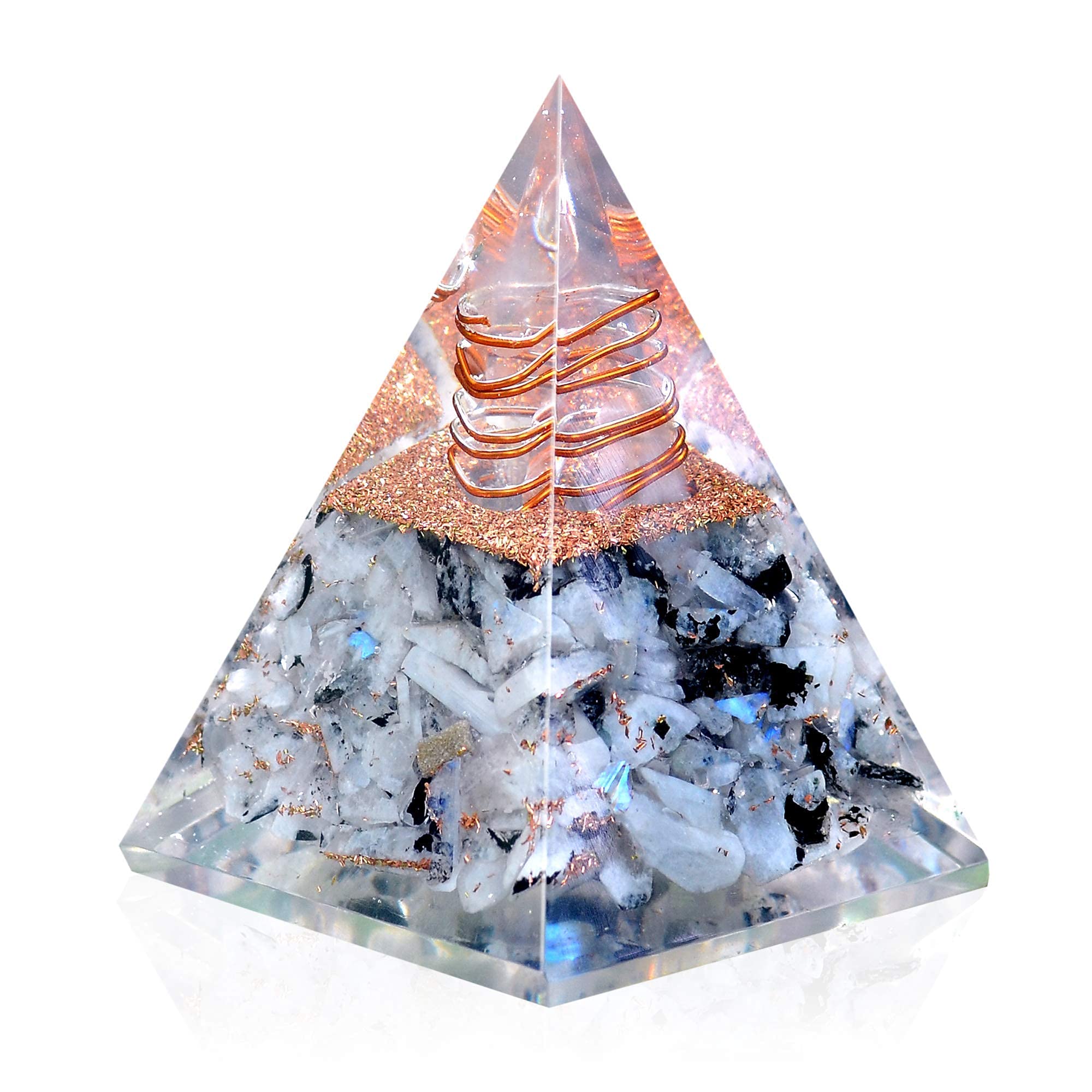 New Inspirational Orgonite Pyramid for Success | Rainbow Moonstone Orgone Pyrami