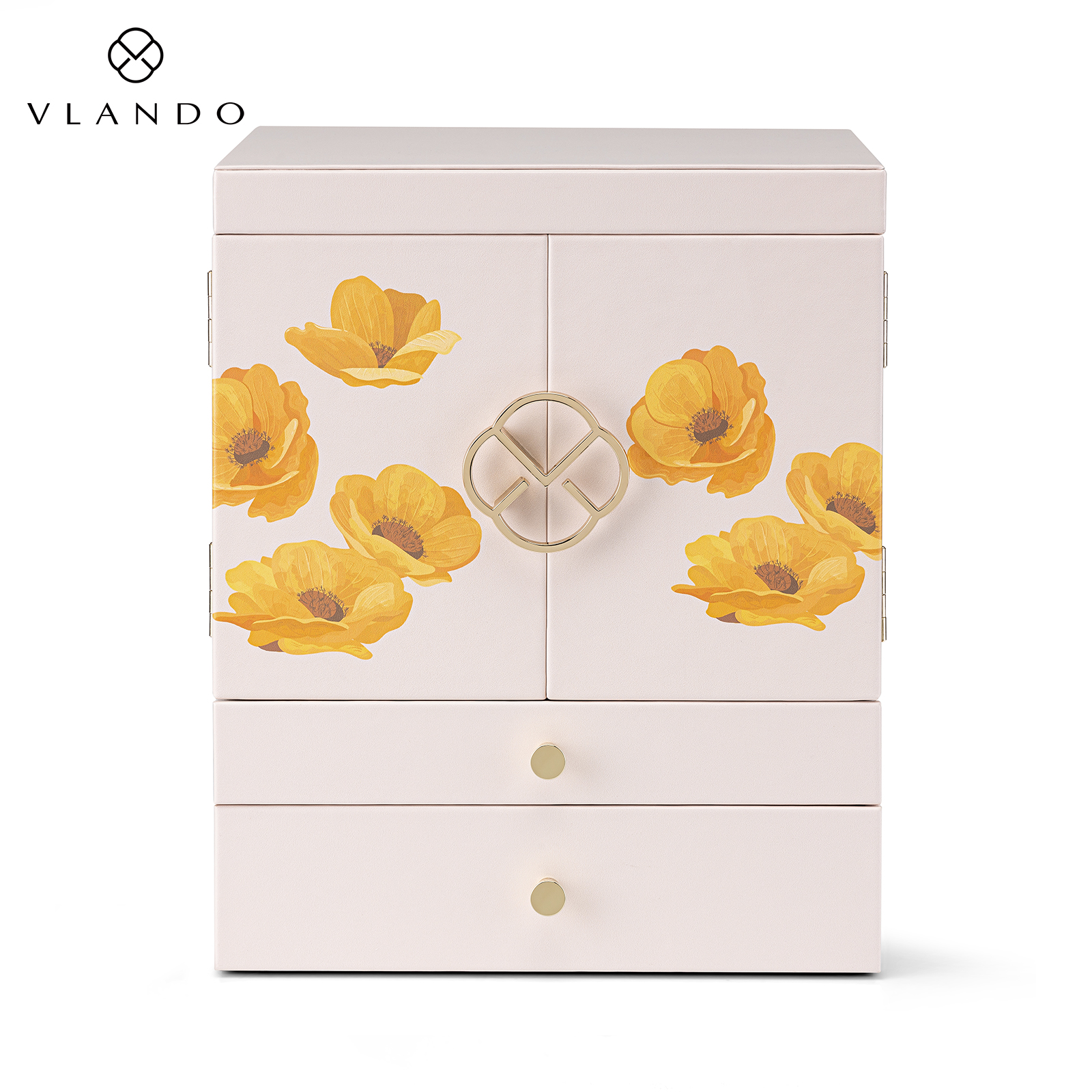 Large Jewelry Box, 7-Tier Women Girls Jewelry Organizer with 9 Drawers for Earrings Rings Necklaces Bracelets Watches, Petal PU, Modern Style Gifts | VLANDO