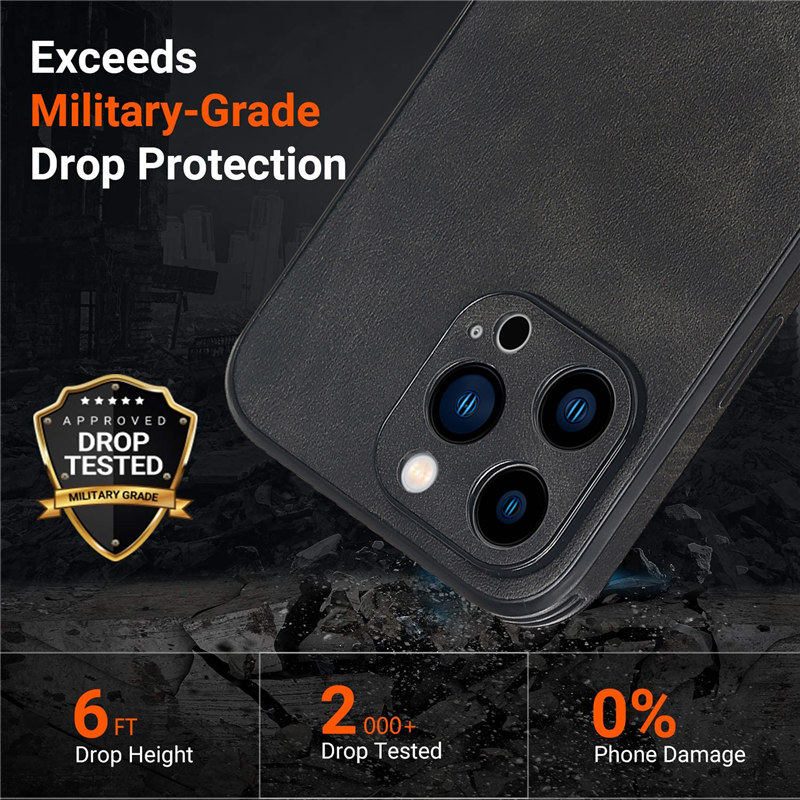 Cowhide Shockproof  Leather Case For iPhone