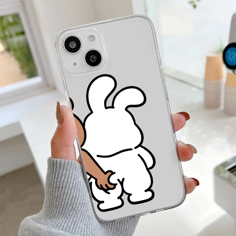 Funny Bear Bunny Couple Case for iPhone