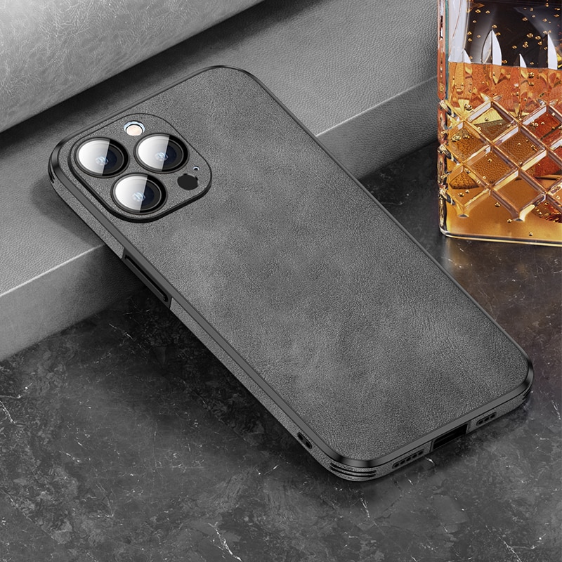 Silicone Leather Lens Protector Case For iPhone