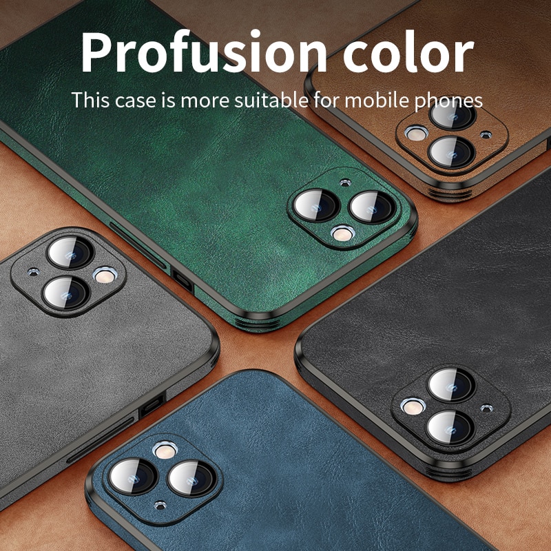 Silicone Leather Lens Protector Case For iPhone