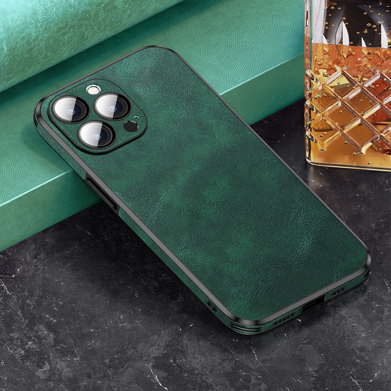 Silicone Leather Lens Protector Case For iPhone