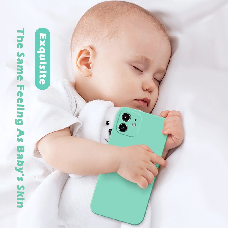 Original Square Liquid Silicone Case For iPhone