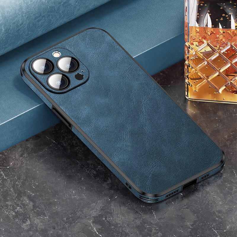 Silicone Leather Lens Protector Case For iPhone