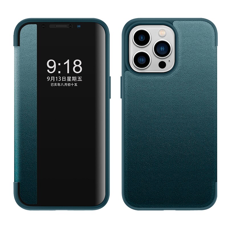 Smart View Flip Business Leather Case For iPhone