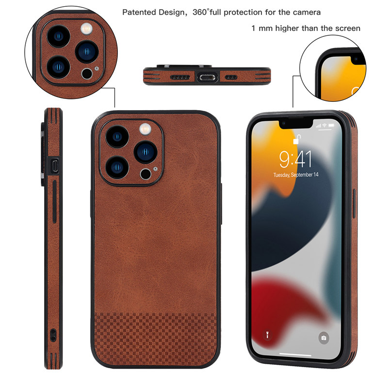 Cowhide Shockproof  Leather Case For iPhone