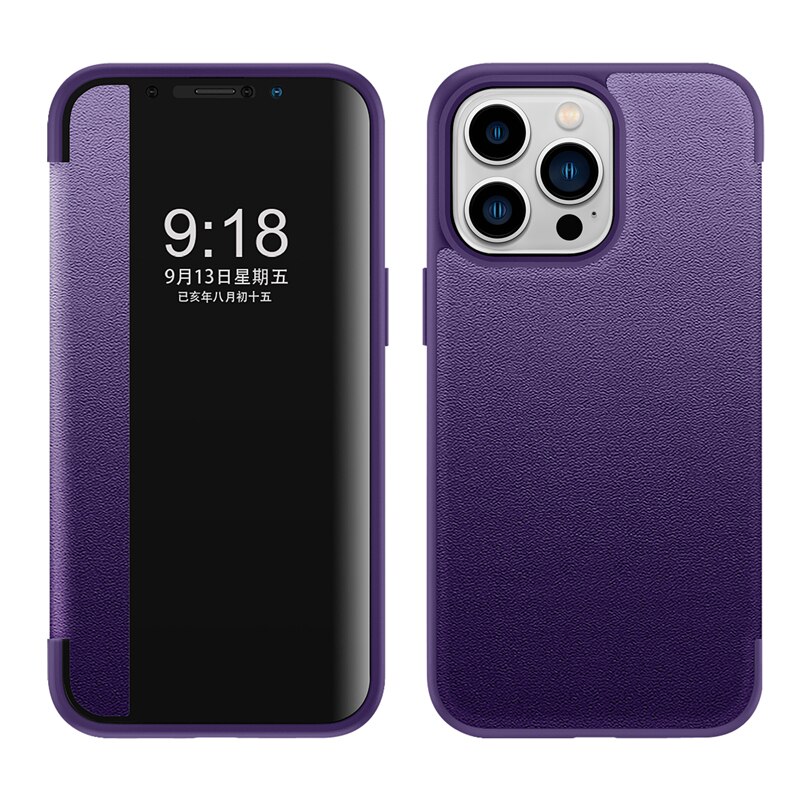 Smart View Flip Business Leather Case For iPhone