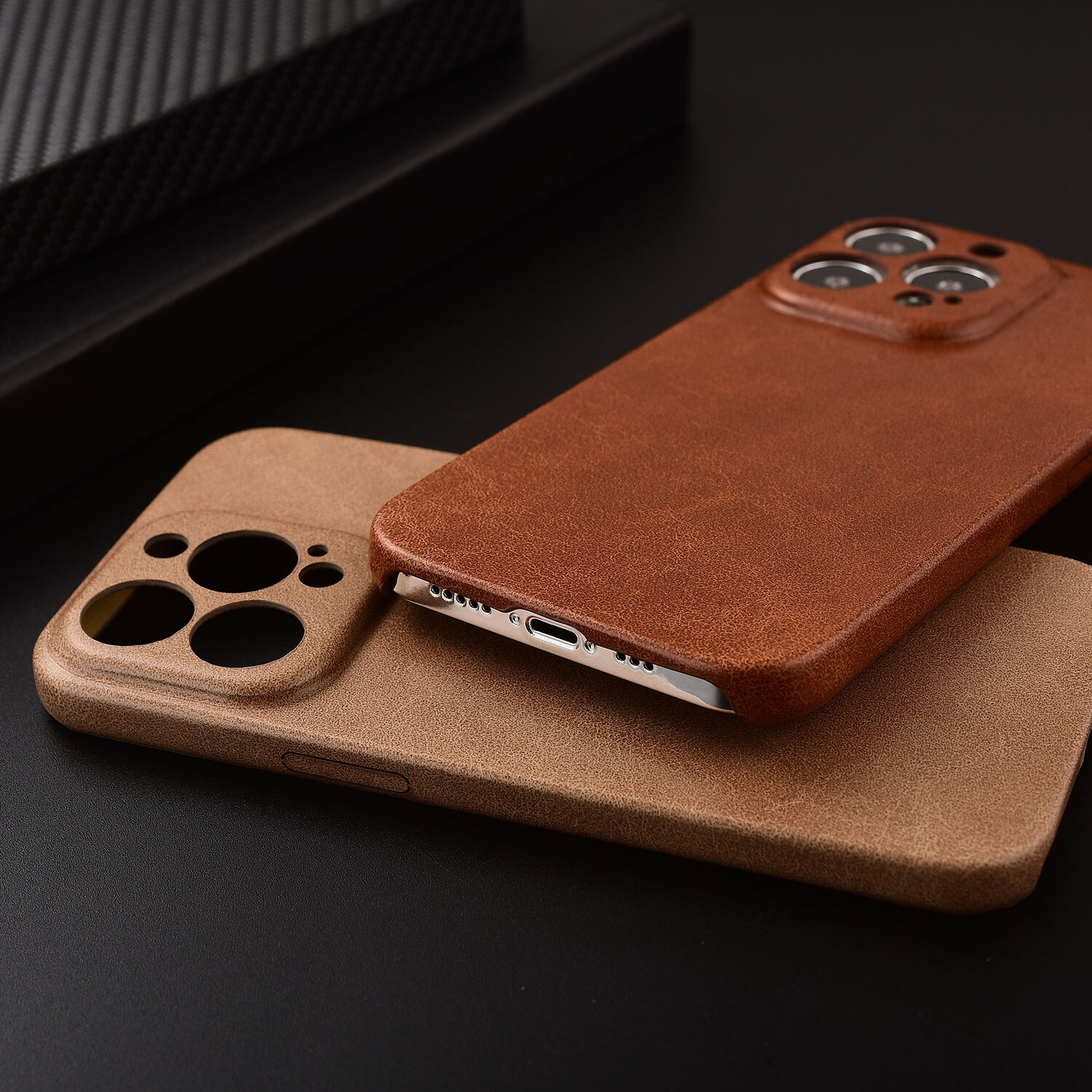 Luxury Frosted Leather Full Case For iPhone