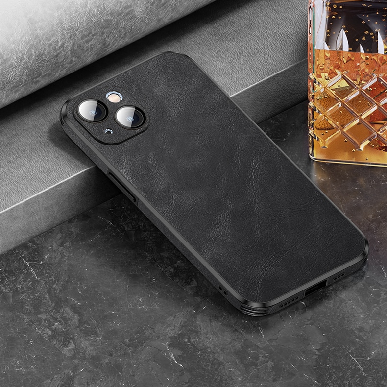Silicone Leather Lens Protector Case For iPhone