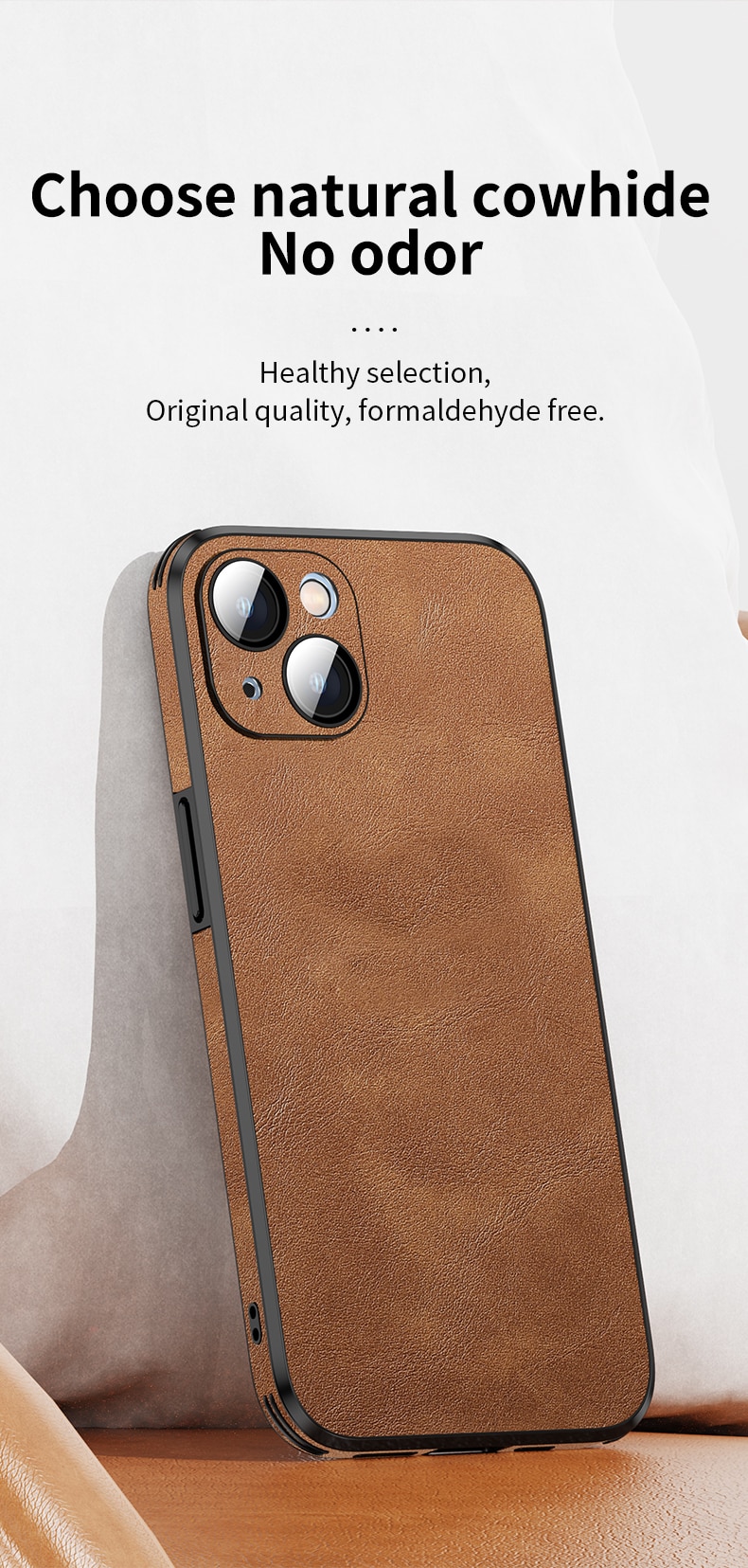 Silicone Leather Lens Protector Case For iPhone