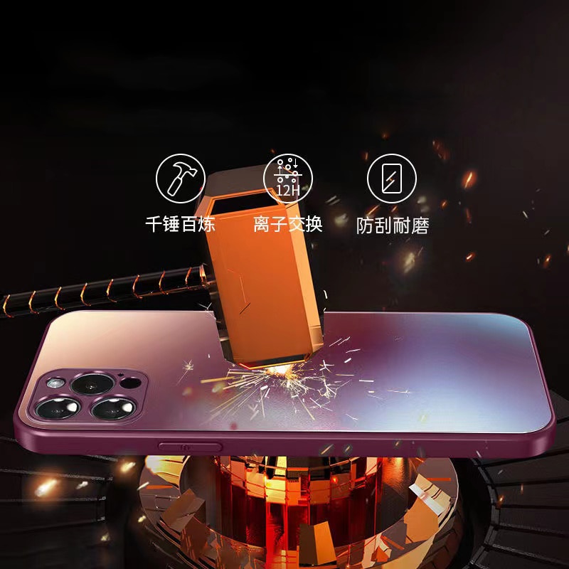 Luxury Frosted Glass Shockproof Case for iPhone