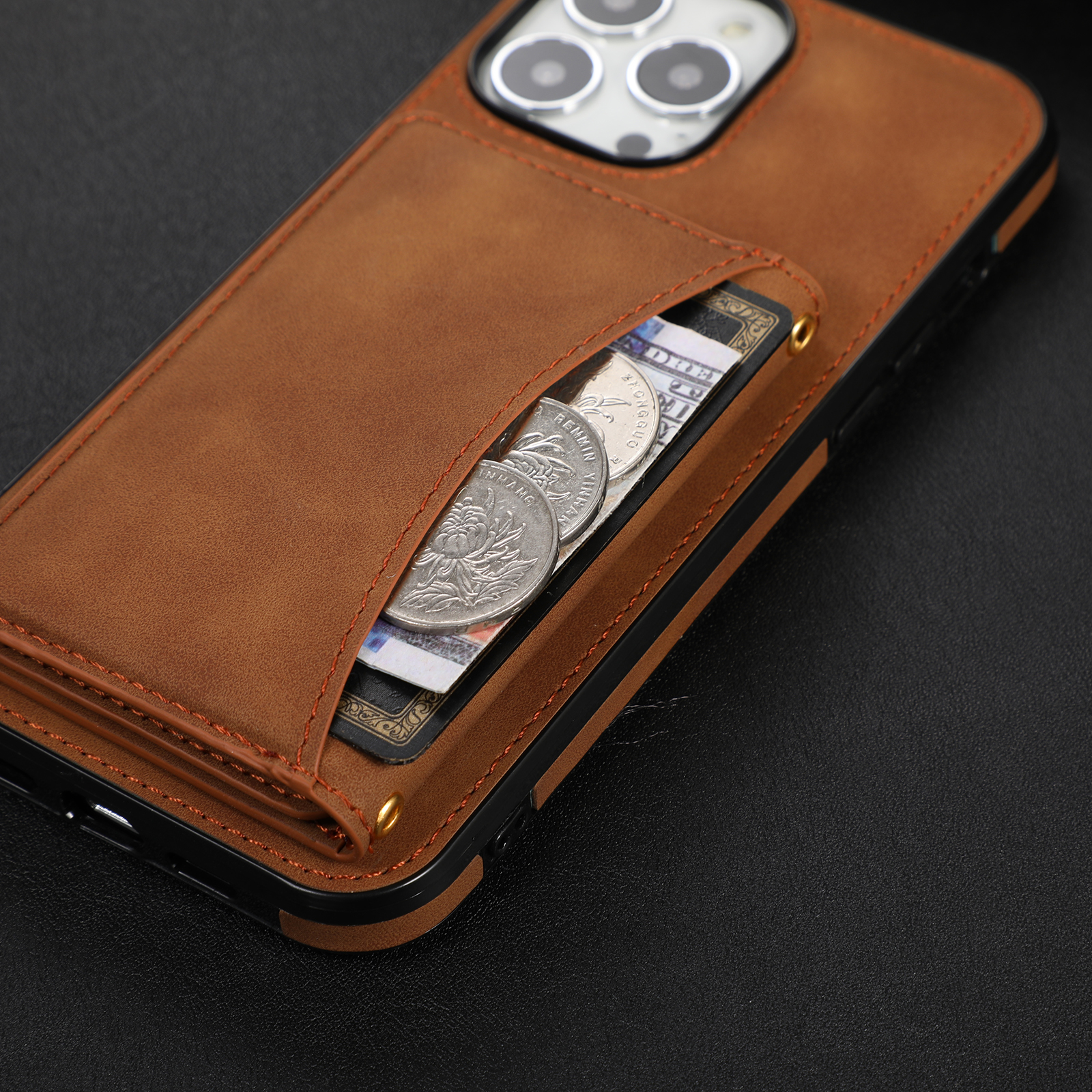 Wallet Leather Cards Holder Case For iPhone