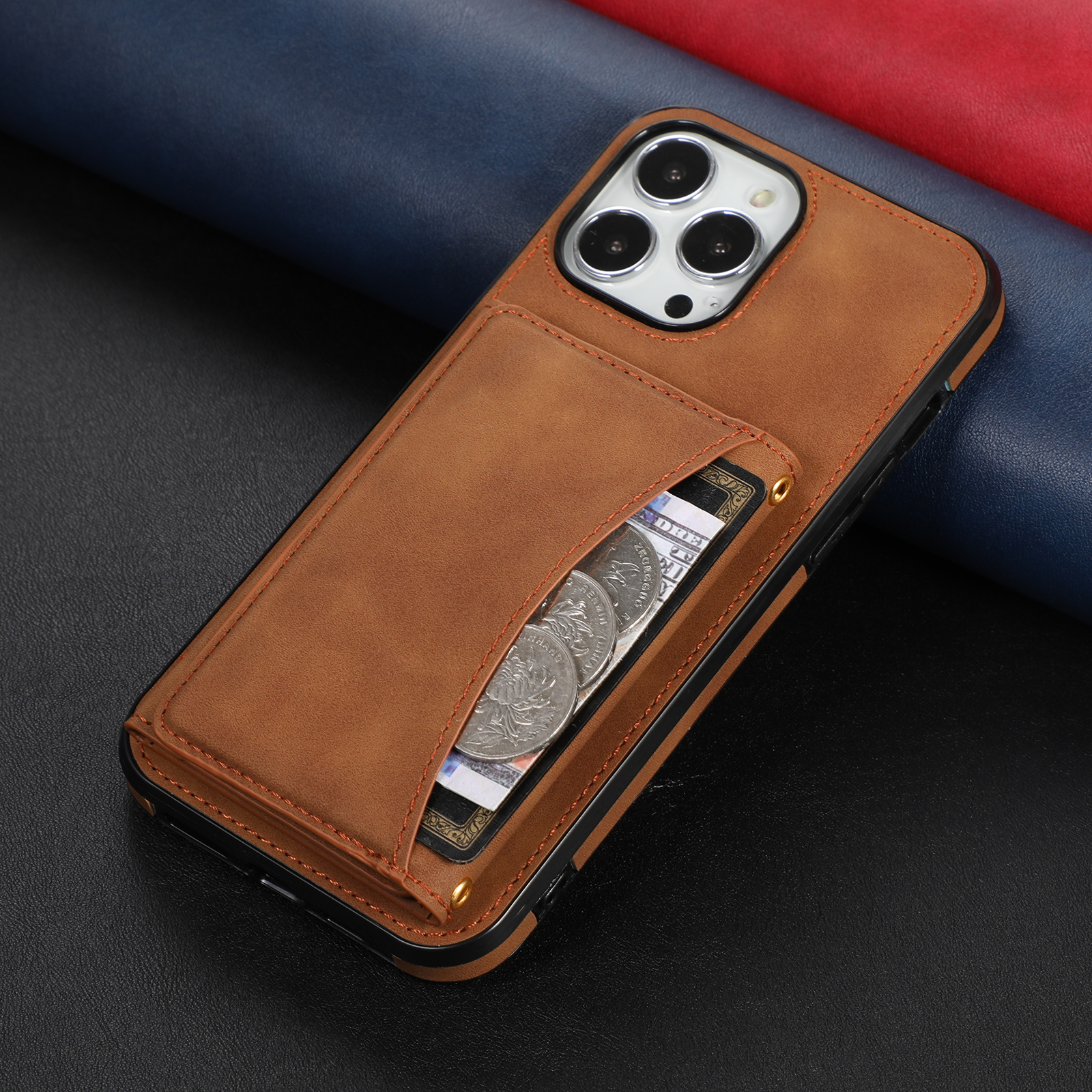 Wallet Leather Cards Holder Case For iPhone