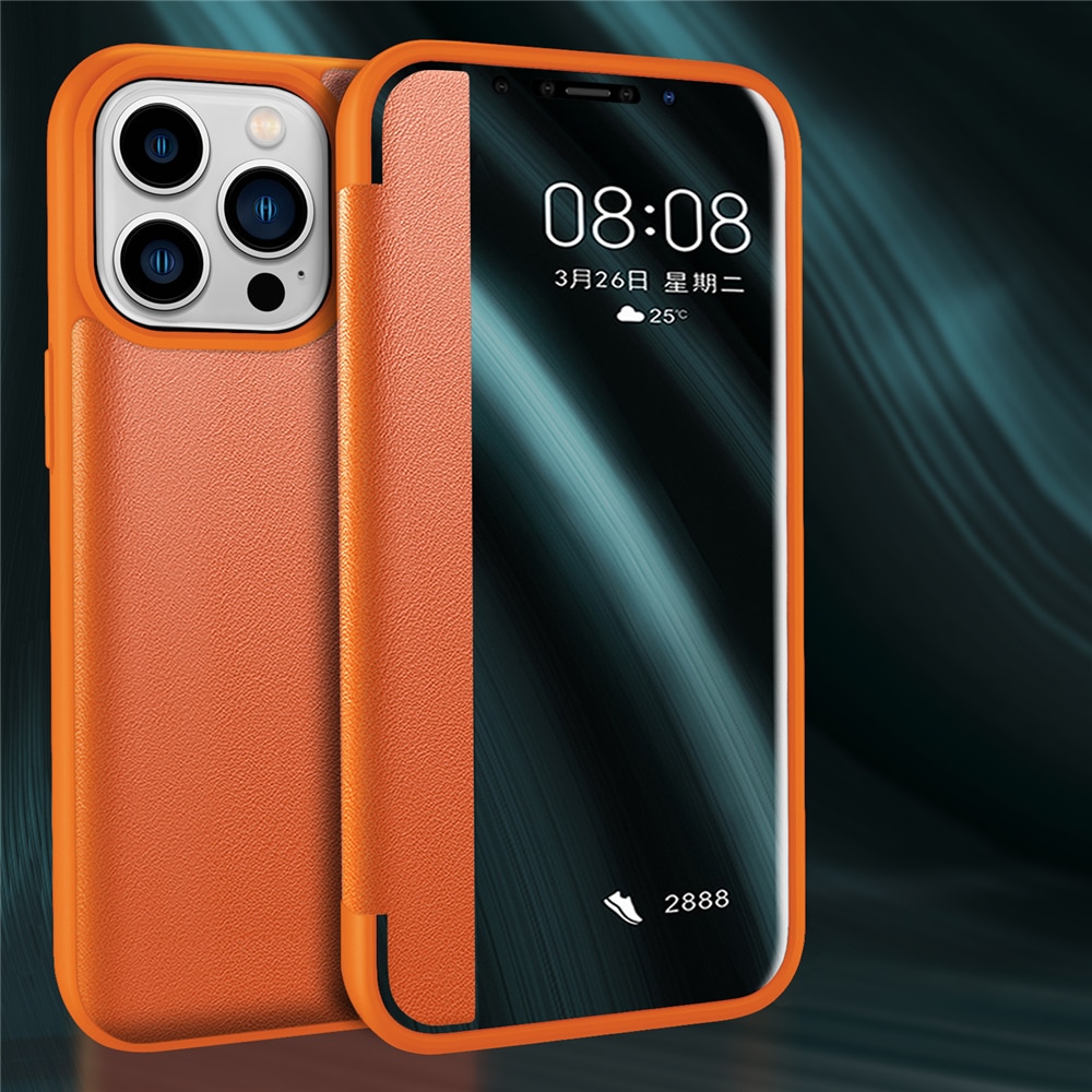 Smart View Flip Business Leather Case For iPhone