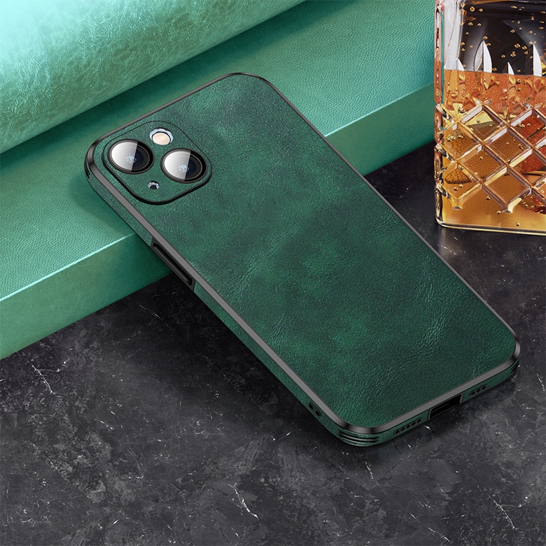 Silicone Leather Lens Protector Case For iPhone