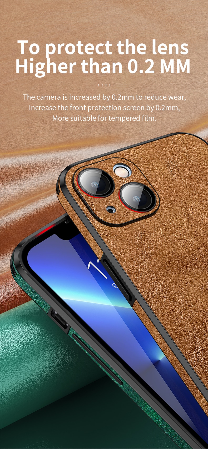 Silicone Leather Lens Protector Case For iPhone