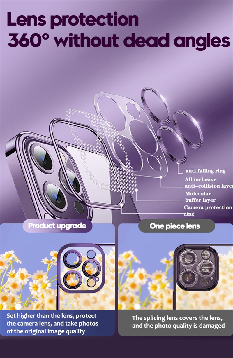 Gradient Glitter Plating Phone Case For iPhone 14 13 12 11 Pro Max 14Pro 14 Plus 11 Shockproof Soft Bumper Silicone Back Cover